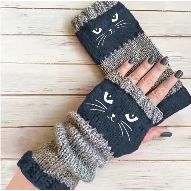 🐱 Mielos moteriškos megztos katės pirštinės🧤🧶-LT
