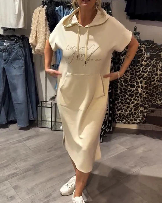 💥🔥👗[S-5XL]2025 nuevo estilo de verano suelto, cómodo y transpirable vestido sudadera de talla grande-ES