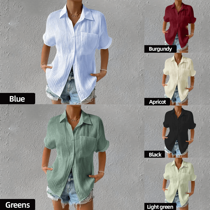 Camisa informal holgada con cuello redondo de encaje-ES