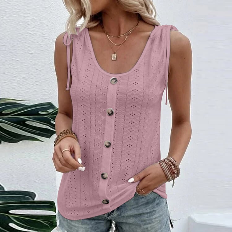 Γιλέκο casual loose fit μονόχρωμο πλήρωμα με λαιμόκοψη-GR