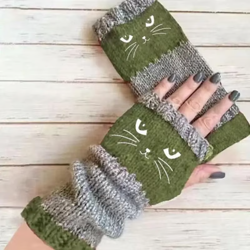 🐱 Mielos moteriškos megztos katės pirštinės🧤🧶-LT
