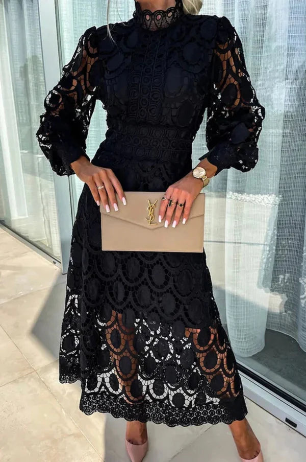 Vestido midi de mujer con escote elegante y vaporoso.-ES