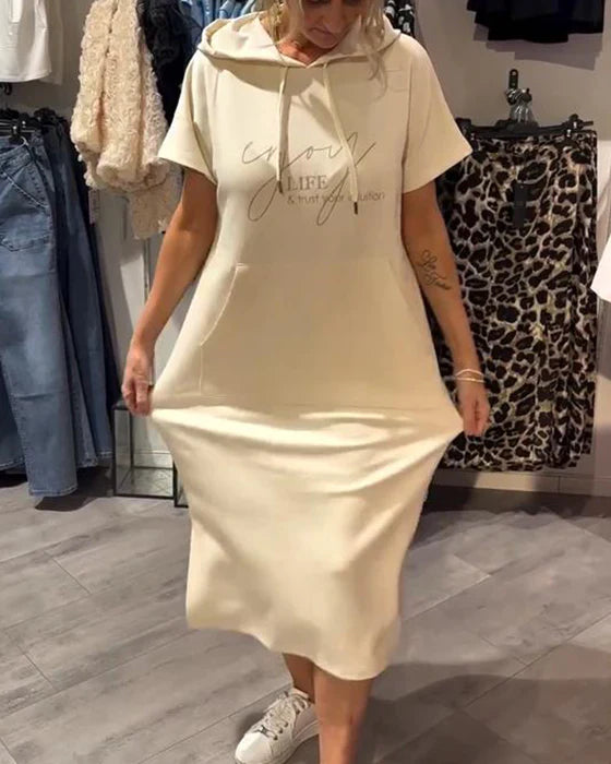 💥🔥👗[S-5XL]2025 nuevo estilo de verano suelto, cómodo y transpirable vestido sudadera de talla grande-ES