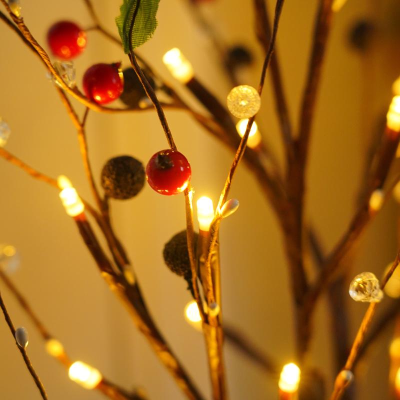 Lámpara LED navideña con forma de árbol de bayas-ES