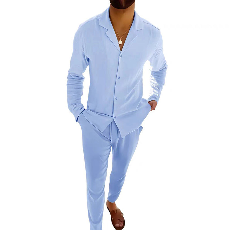 🌴Conjunto casual minimalista de dos piezas de lino y algodón para hombre