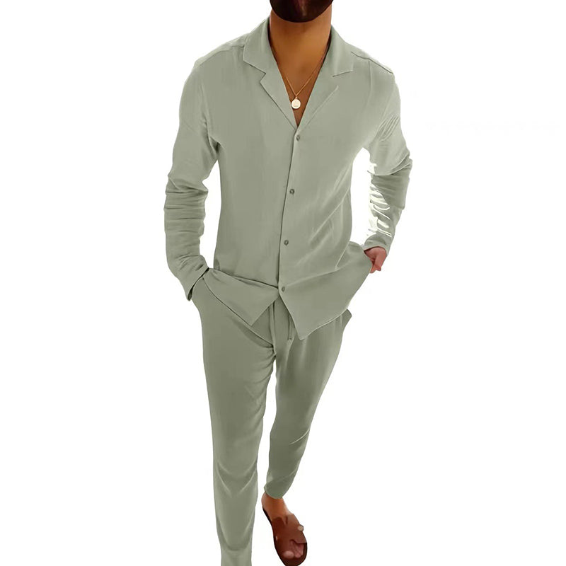 🌴Conjunto casual minimalista de dos piezas de lino y algodón para hombre