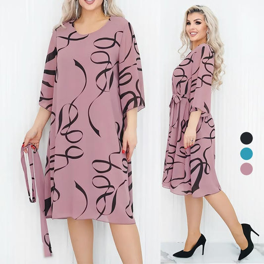 🌸Elegantiška laisva midi suknelė surakintomis rankovėmis-LT