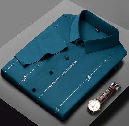 ❄️Camisa de seda helada de alta elasticidad y resistente a las arrugas para hombre-ES