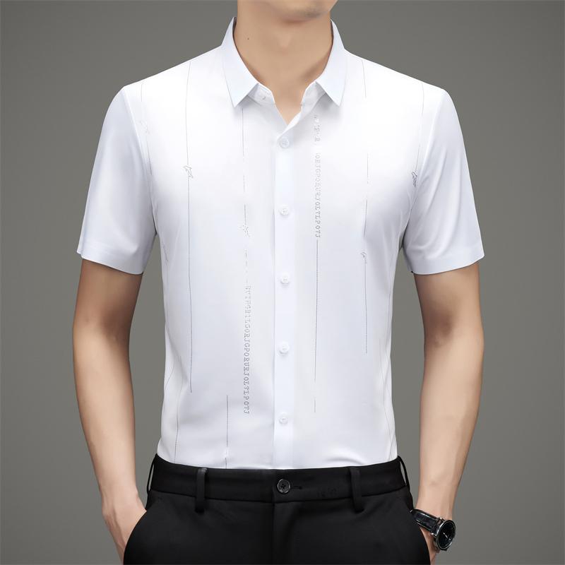 ❄️Camisa de seda helada de alta elasticidad y resistente a las arrugas para hombre-ES