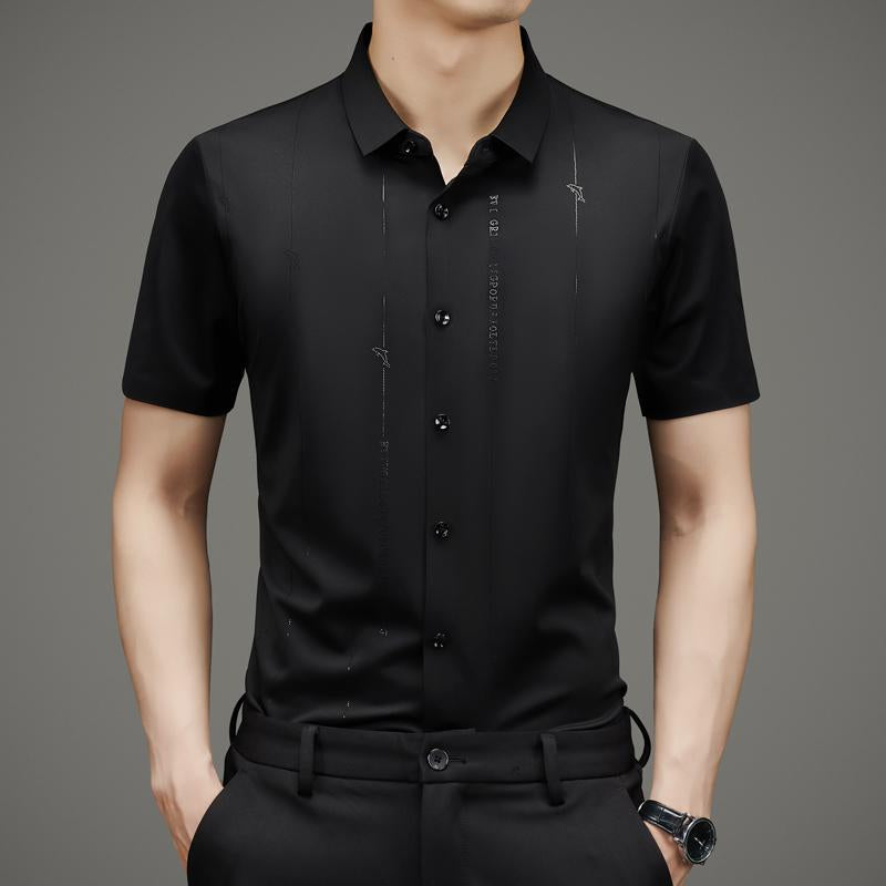 ❄️Camisa de seda helada de alta elasticidad y resistente a las arrugas para hombre-ES