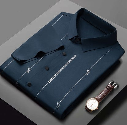 ❄️Camisa de seda helada de alta elasticidad y resistente a las arrugas para hombre-ES
