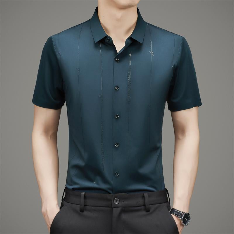 ❄️Camisa de seda helada de alta elasticidad y resistente a las arrugas para hombre-ES