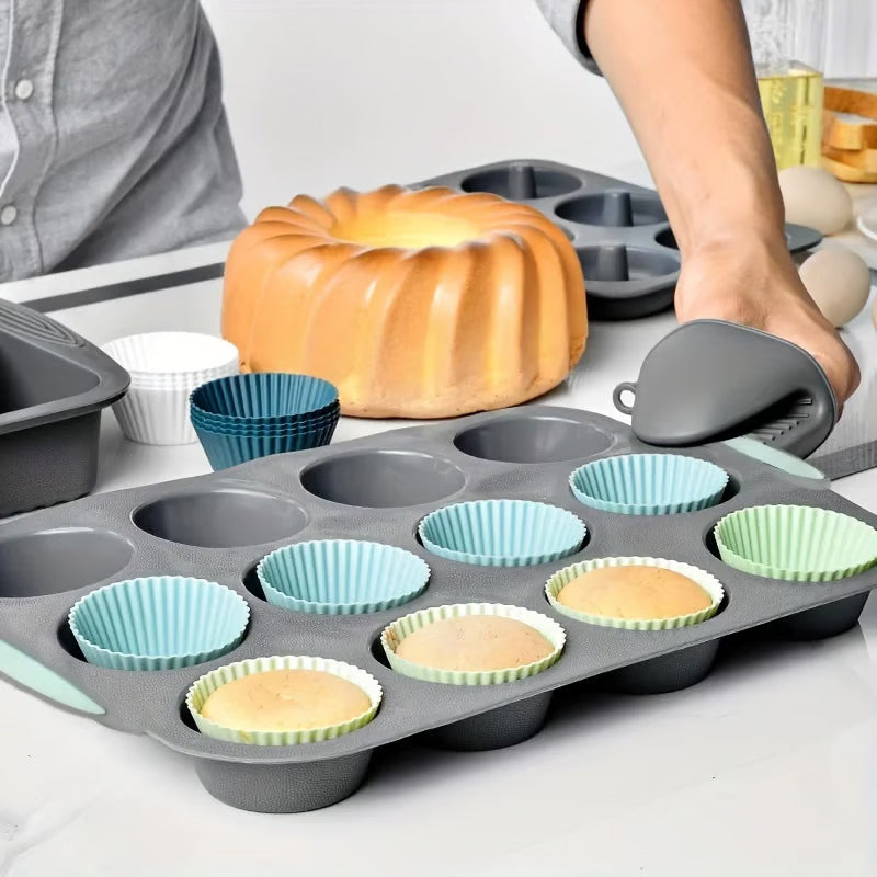 Juego de moldes de silicona para pasteles para hornear fácilmente-ES