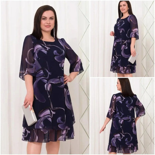 👗 Nove obleke iz šifona z elegantnimi potiski in naborki iz leta 2025-SI