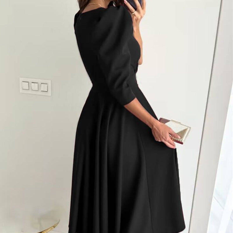 🌸Vestidos midi con cintura plisada para mujer-ES