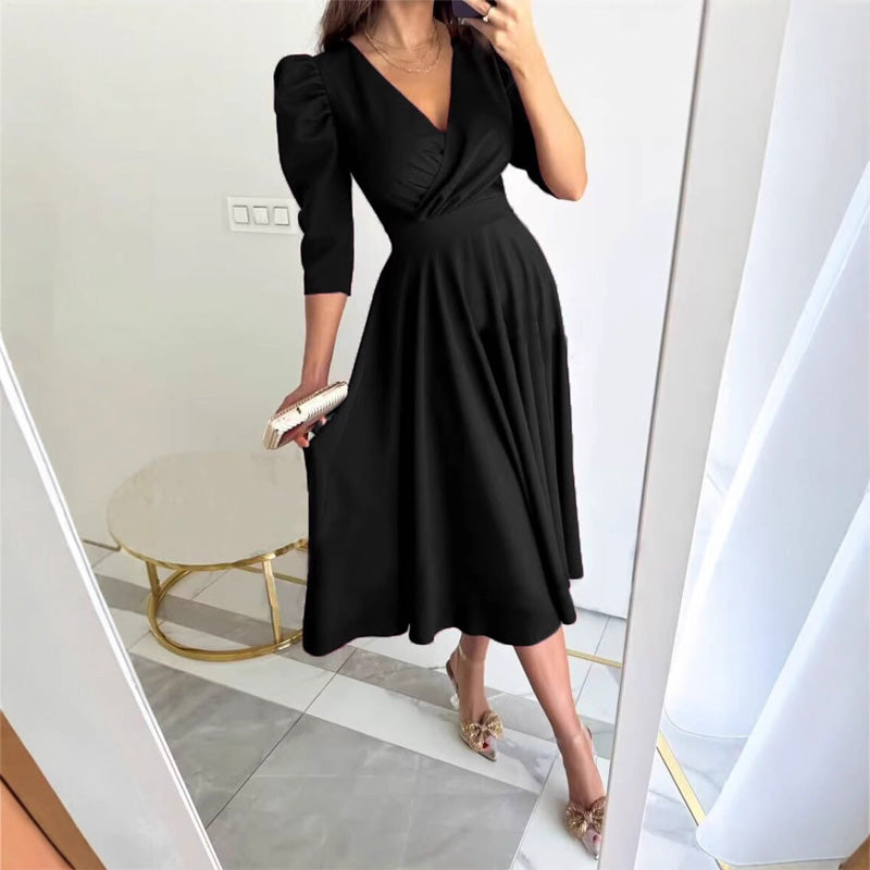 🌸Vestidos midi con cintura plisada para mujer-ES