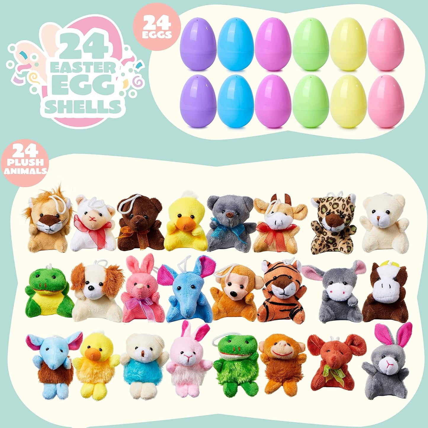 🎁 12/24 unidades de juguetes blandos pre-rellenos de huevos de Pascua de crecimiento lento-ES