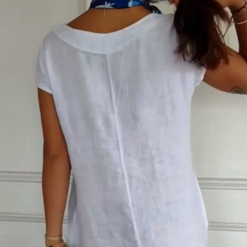 Nuevo en 2025! 🔥Vestido de lino para mujer con escote redondo y manga corta-ES