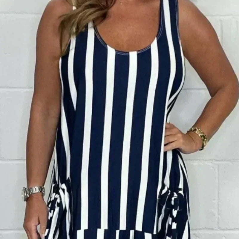 👗Vestidos con bolsillos a rayas de talla grande de primavera y verano-ES