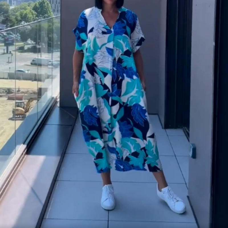 🌿Vestido elegante de mujer con estampado de escote en V-ES