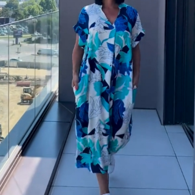 🌿Vestido elegante de mujer con estampado de escote en V-ES