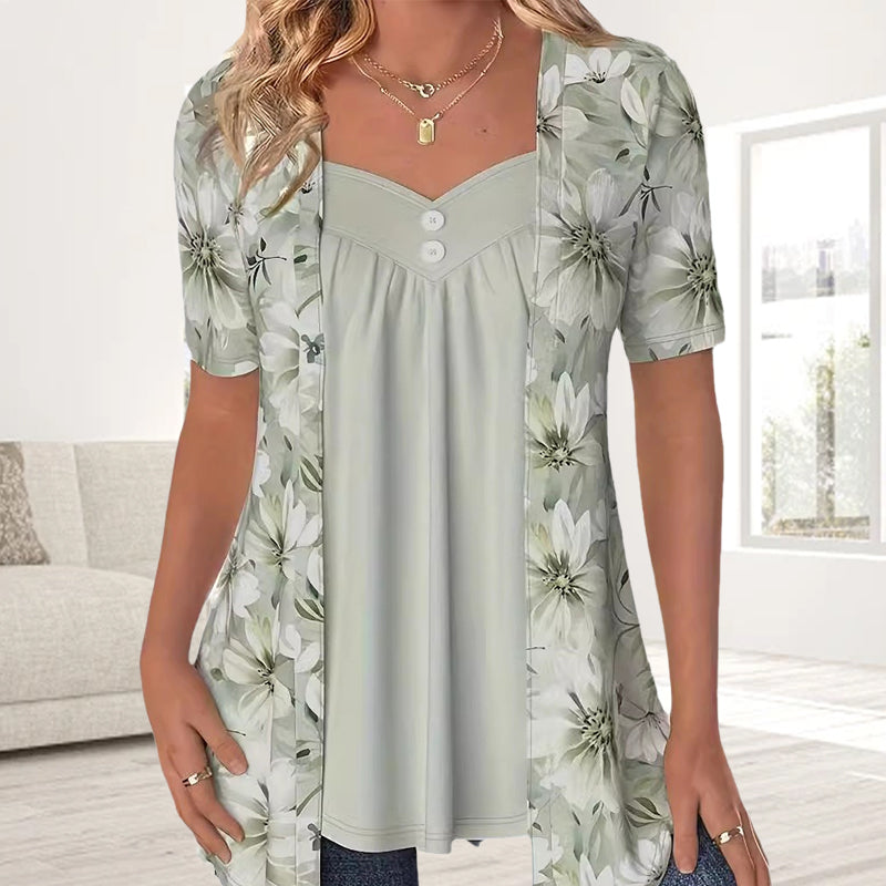 👚Top patchwork de mujer con flores irregulares✨-ES