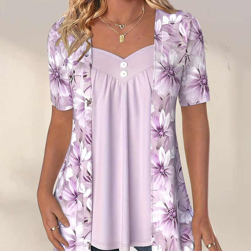 👚Top patchwork de mujer con flores irregulares✨-ES