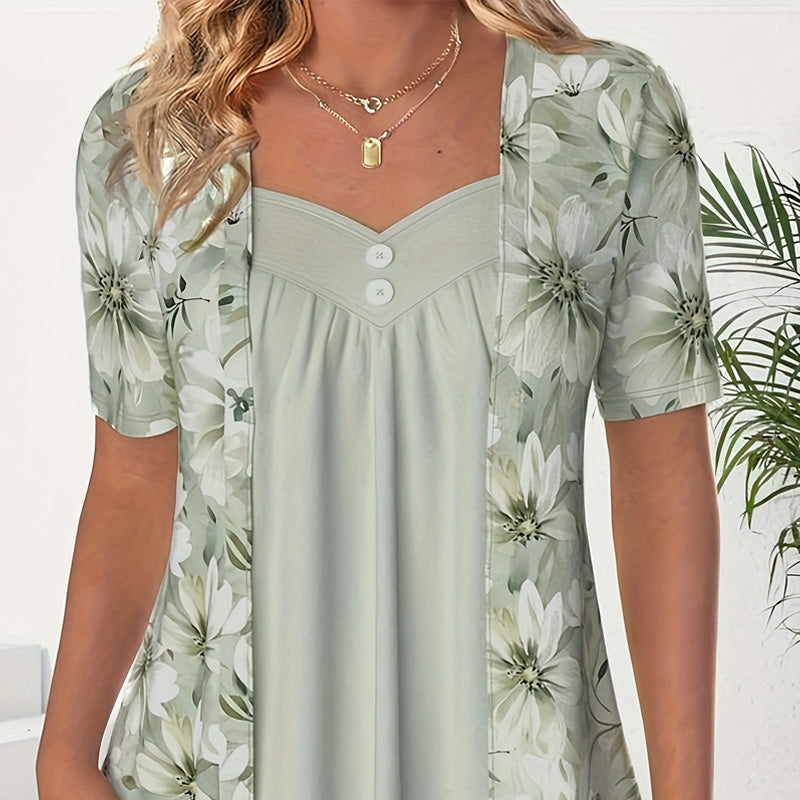 👚Top patchwork de mujer con flores irregulares✨-ES