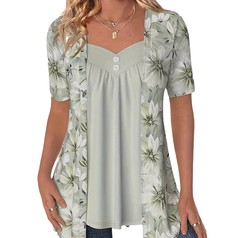 👚Top patchwork de mujer con flores irregulares✨-ES