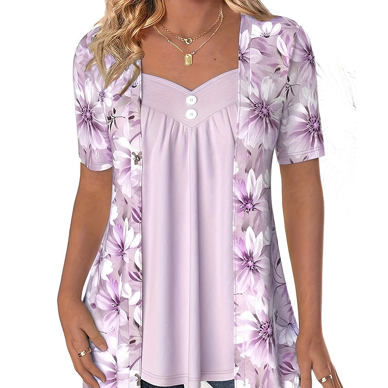 👚Top patchwork de mujer con flores irregulares✨-ES