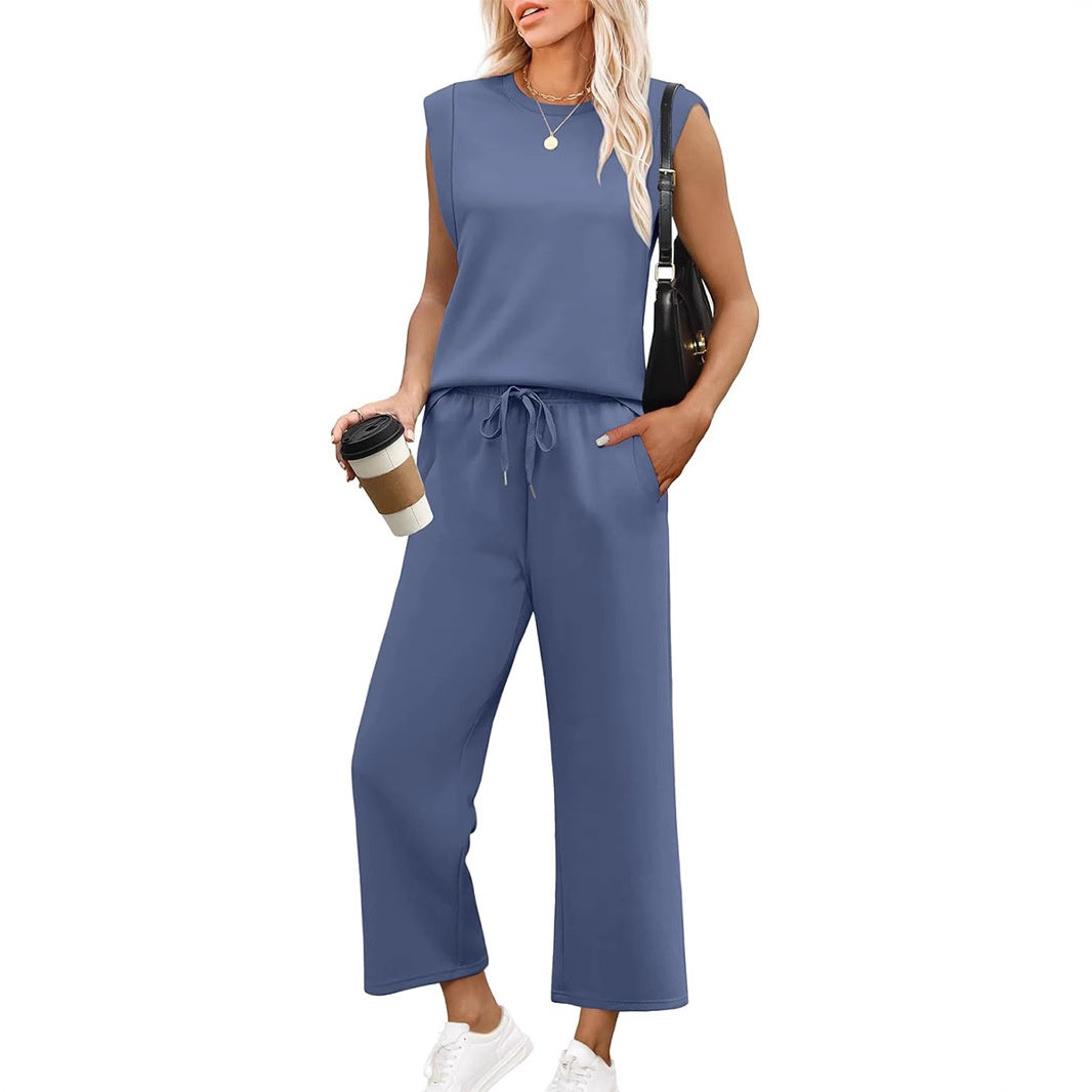 🔥2025 Nuevo conjunto de mujer -50% Top sin mangas + pantalón ancho-ES