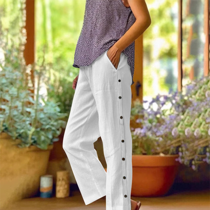 Pantalones casuales de color liso-ES