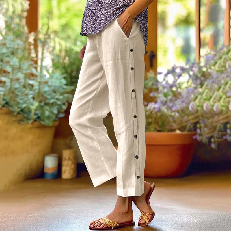 Pantalones casuales de color liso-ES