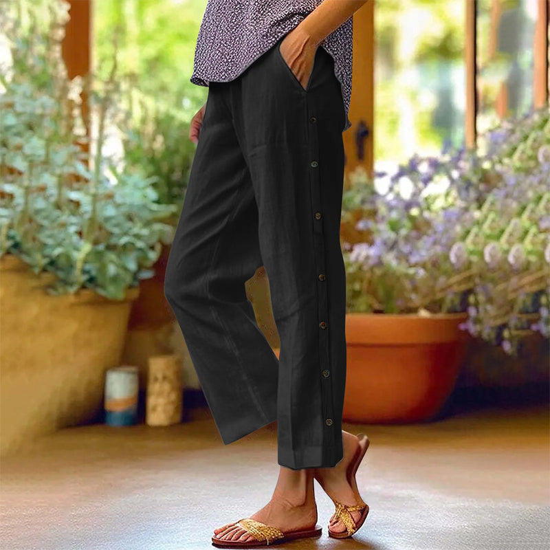 Pantalones casuales de color liso-ES