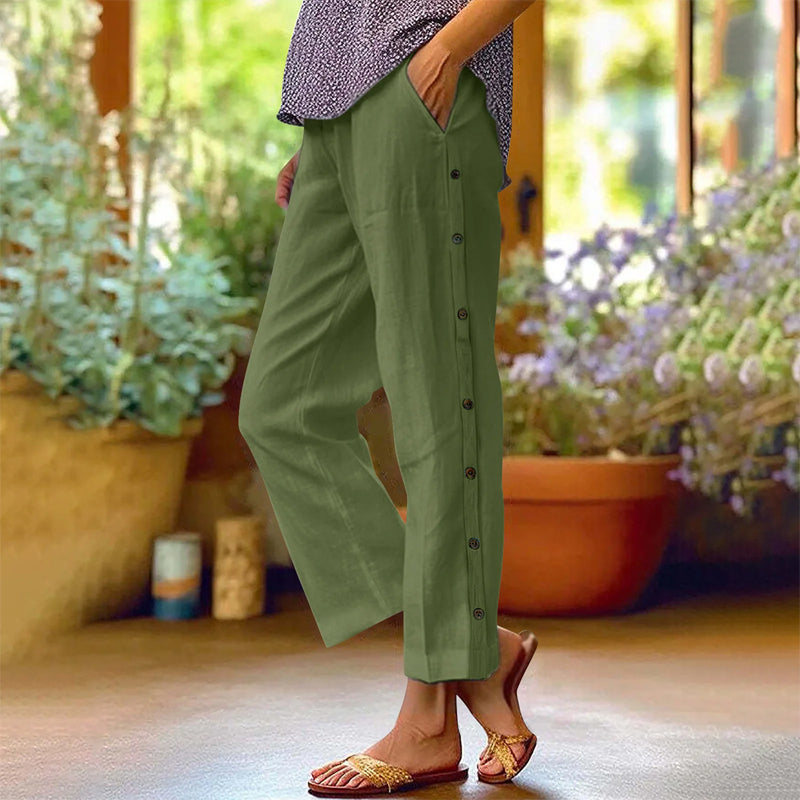 Pantalones casuales de color liso-ES