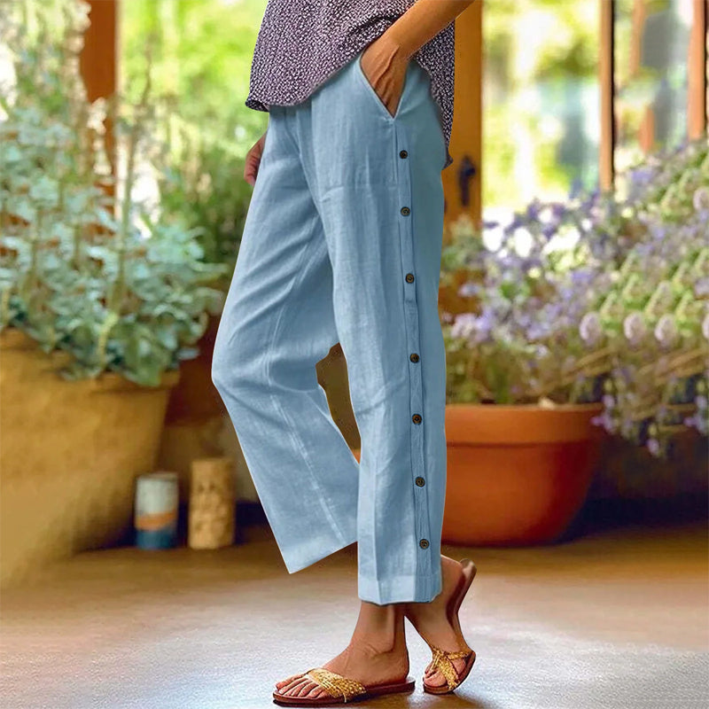 Pantalones casuales de color liso-ES