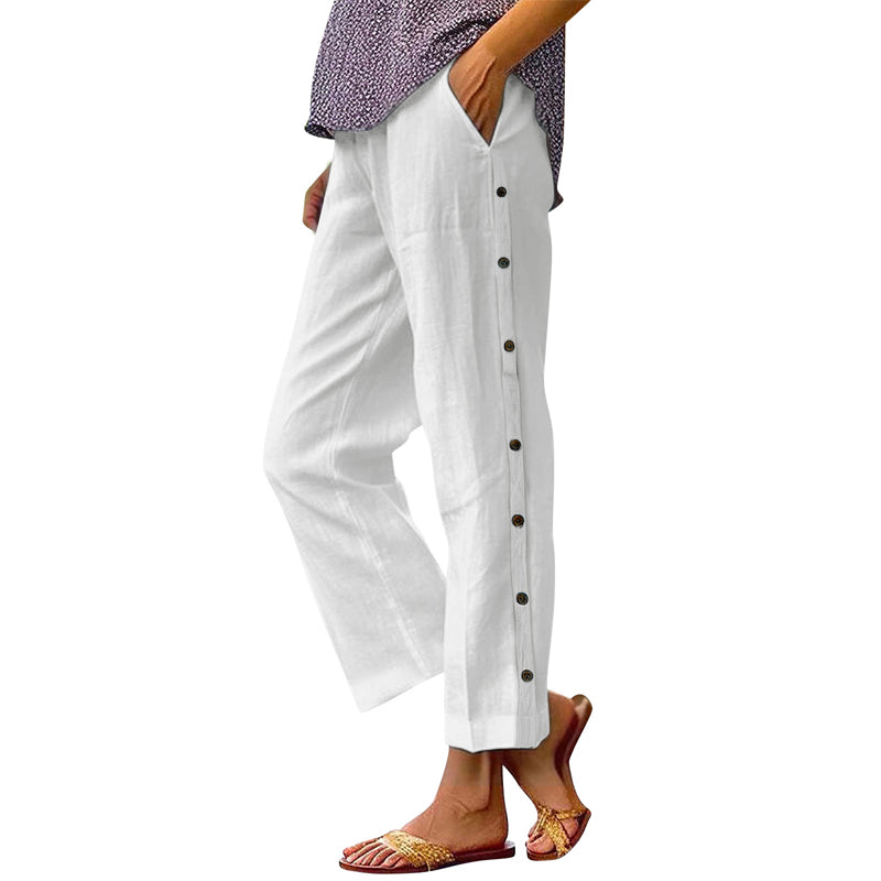 Pantalones casuales de color liso-ES
