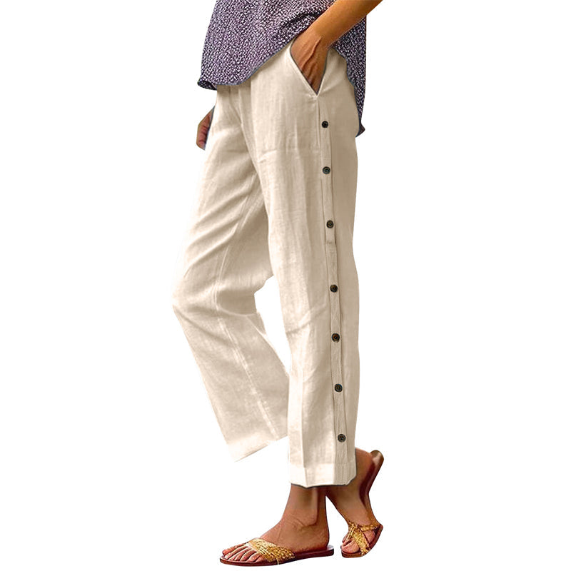 Pantalones casuales de color liso-ES