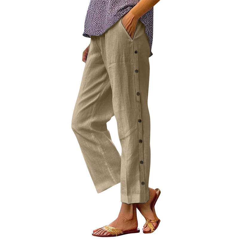 Pantalones casuales de color liso-ES