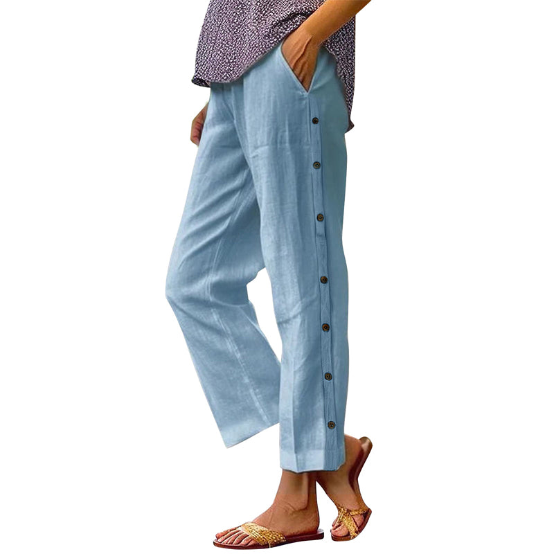 Pantalones casuales de color liso-ES