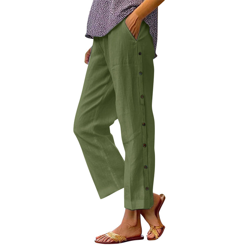 Pantalones casuales de color liso-ES