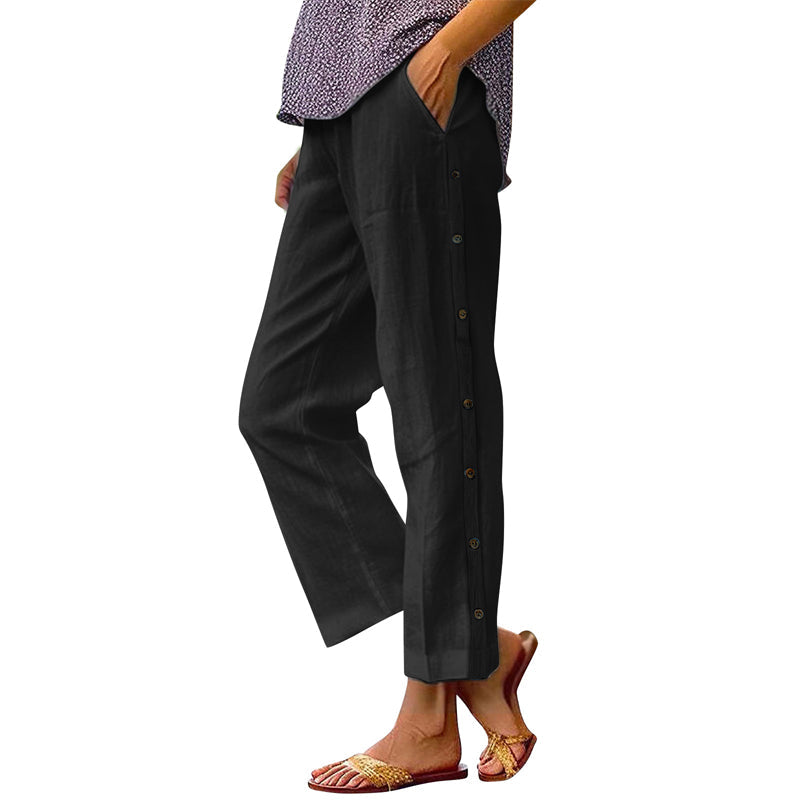 Pantalones casuales de color liso-ES