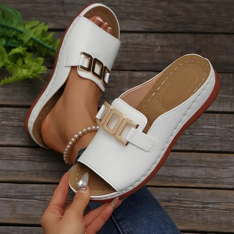 【EU 36-45】👡Sandalias sencillas con hebilla de metal-ES