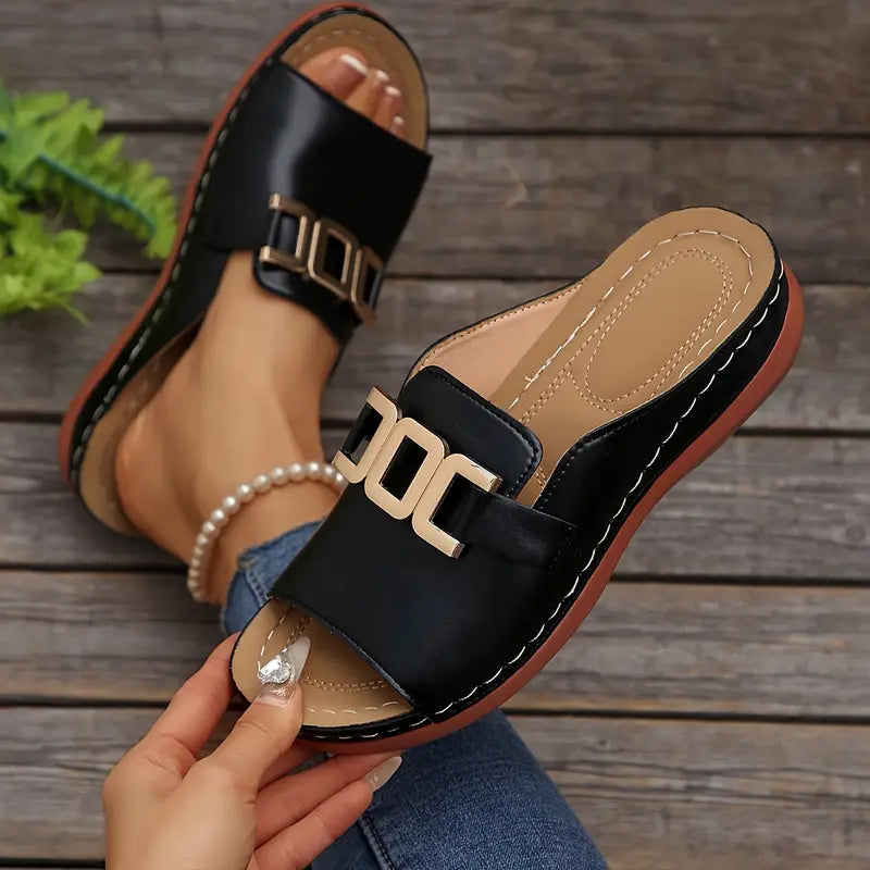 【EU 36-45】👡Sandalias sencillas con hebilla de metal-ES