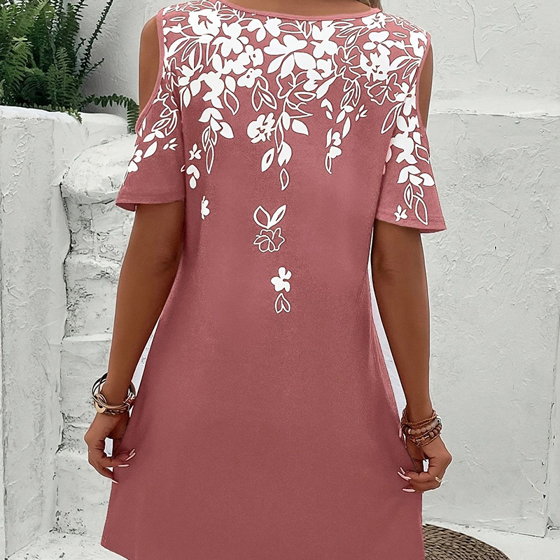 🌼【S-2XL】Gėlių rašto midi suknelė su iškirptomis rankovėmis-LT