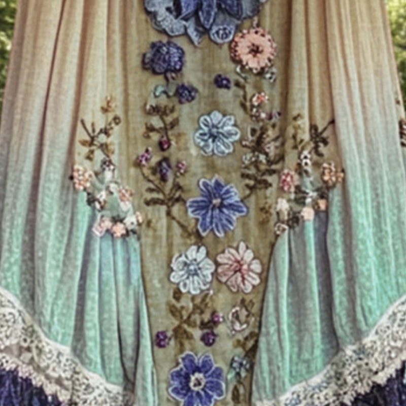 Vestido midi sin mangas con cuello en U y estampado 3D-ES