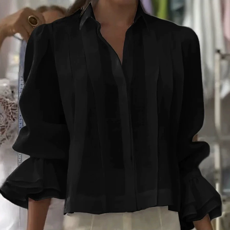 【S-3XL】✨🌼Elegantiški marškiniai su raukiniais ir klostuotu raštu-LT