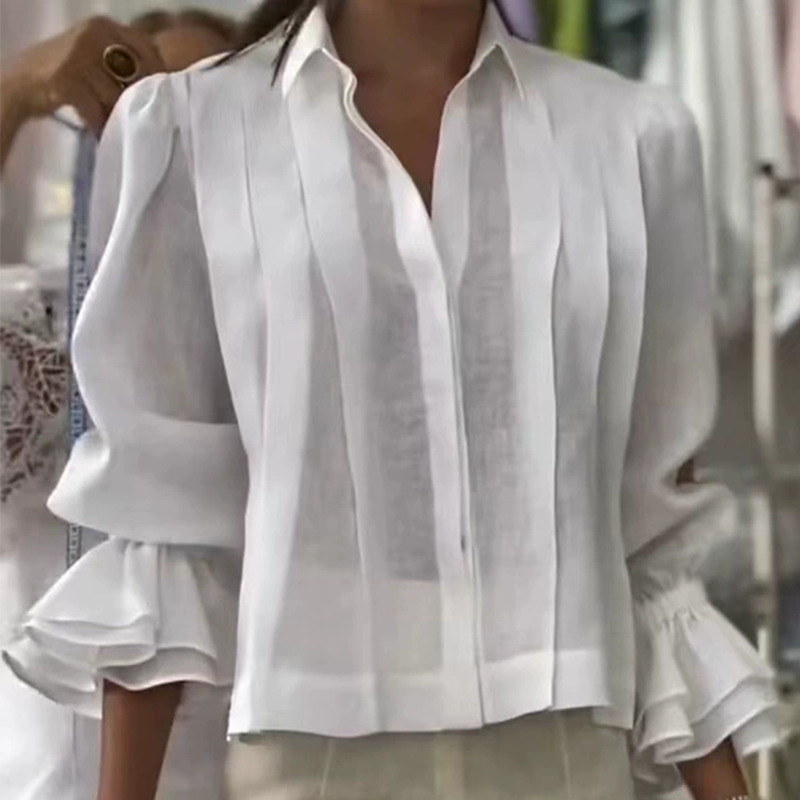 【S-3XL】✨🌼Elegantiški marškiniai su raukiniais ir klostuotu raštu-LT