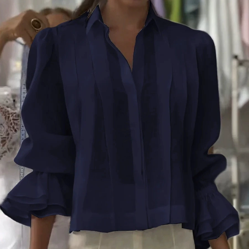 【S-3XL】✨🌼Elegantiški marškiniai su raukiniais ir klostuotu raštu-LT