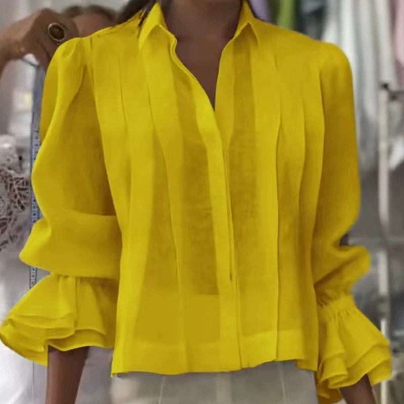 【S-3XL】✨🌼Elegantiški marškiniai su raukiniais ir klostuotu raštu-LT